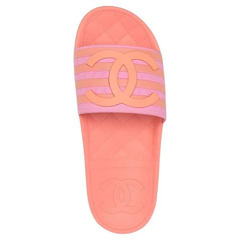 pink and orange chanel slides|authentic Chanel sandals.